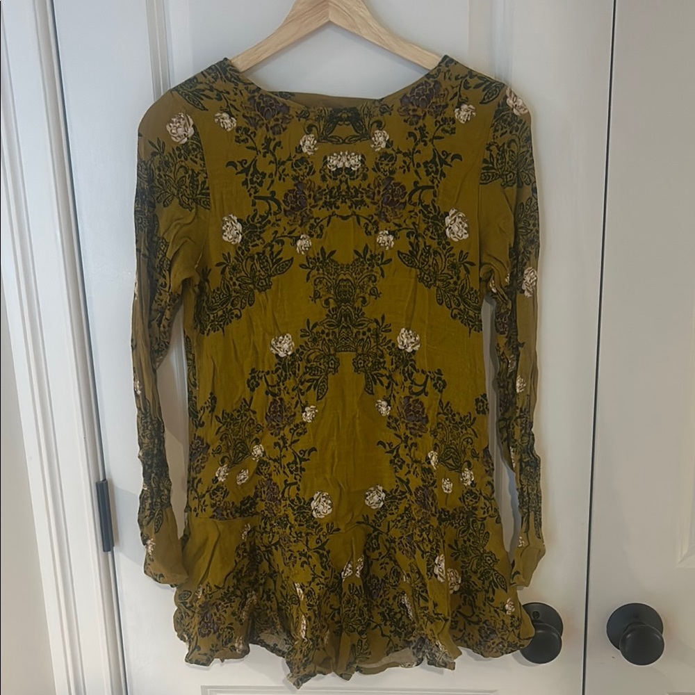 Free People Floral Long Sleeve Blouse